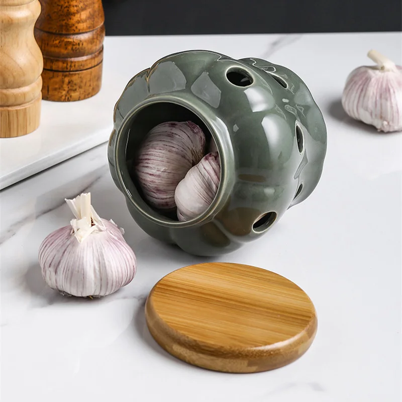 Hollow Openwork Ceramic Garlic - Tea Coffee Sugar Container 评论和价格
