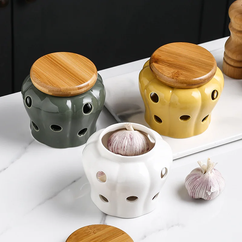 Hollow Openwork Ceramic Garlic - Tea Coffee Sugar Container 评论和价格