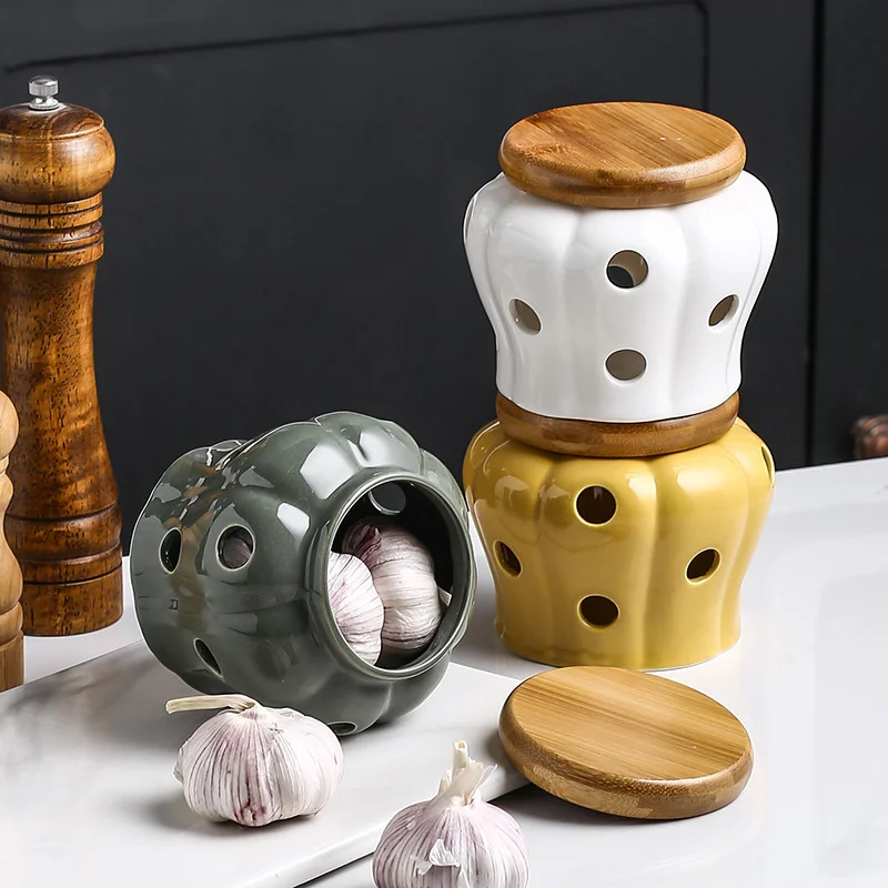 Hollow Openwork Ceramic Garlic - Tea Coffee Sugar Container 评论和价格