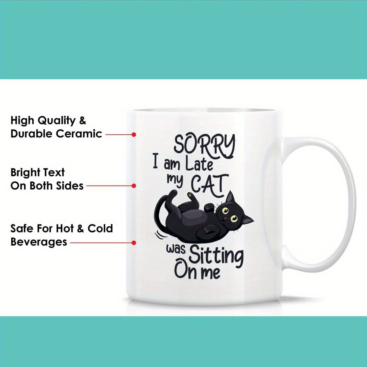 1 Funny Cat Shaped Ceramic Mug - Coffee Tea With Me 评论和价格