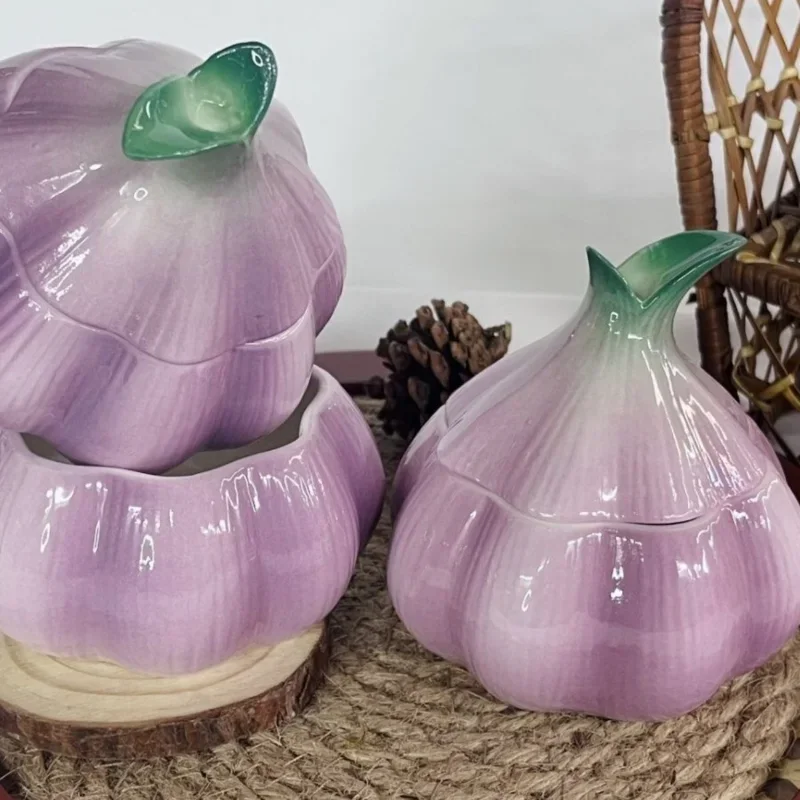 Purple Garlic Ceramic Storage  - Tea Coffee Sugar Container 评论和价格