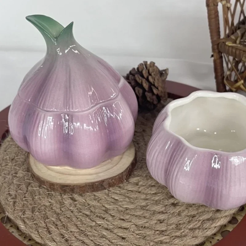Purple Garlic Ceramic Storage  - Tea Coffee Sugar Container 评论和价格