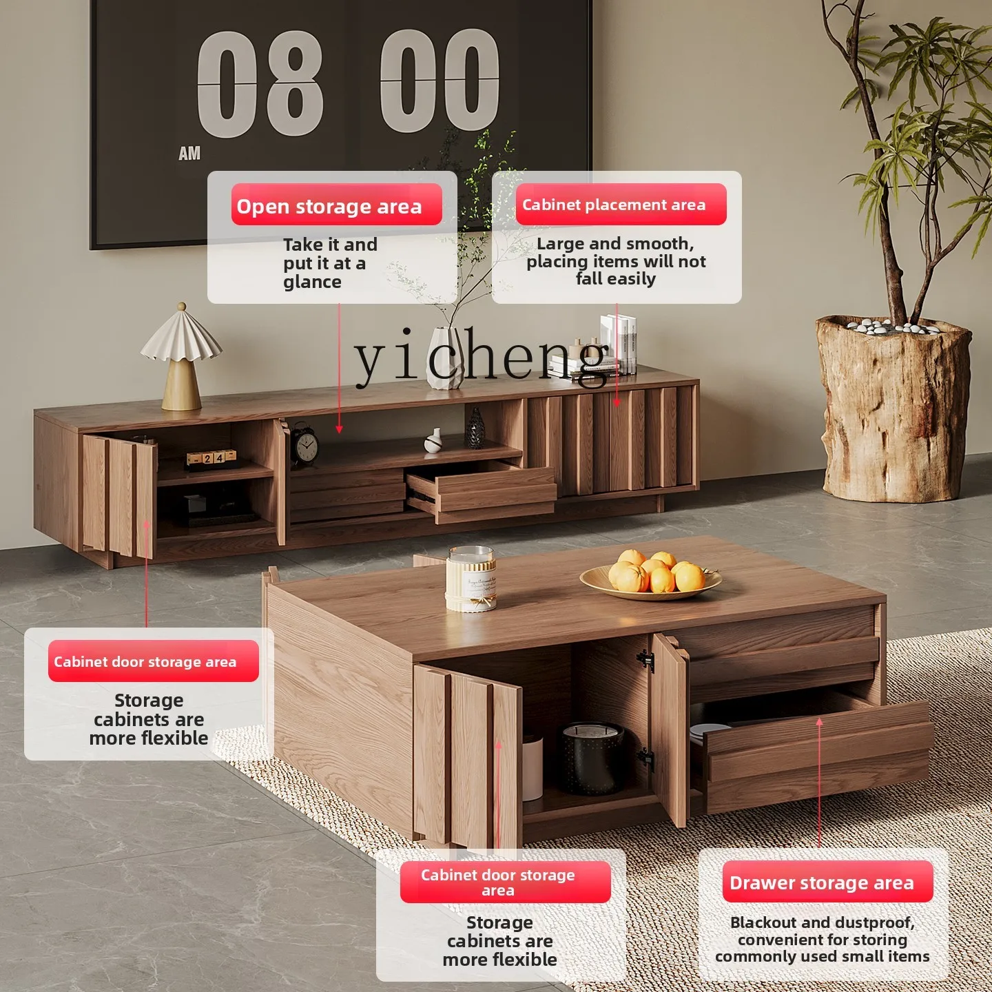 GZ Solid Wood TV Cabinet Stora - Coffee&Tea House Opinie 评论和价格